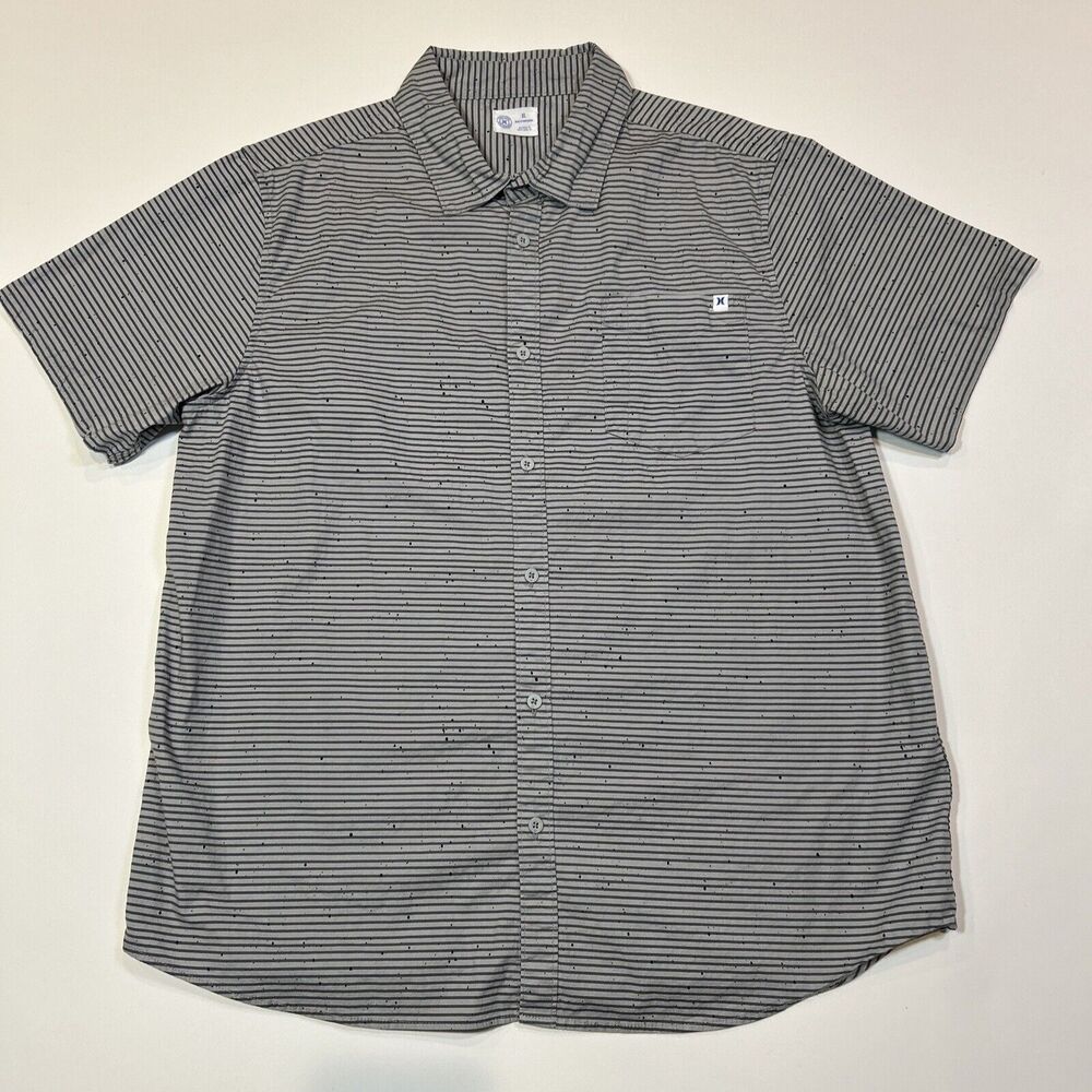 Hurley Shirt Adult Extra Large Gray Button Up Short Sleeve Cement Surf Skate Men